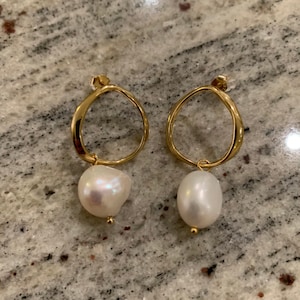 Natural Baroque Pearl Earrings, Pearls on Sterling Silver, Minimal ...