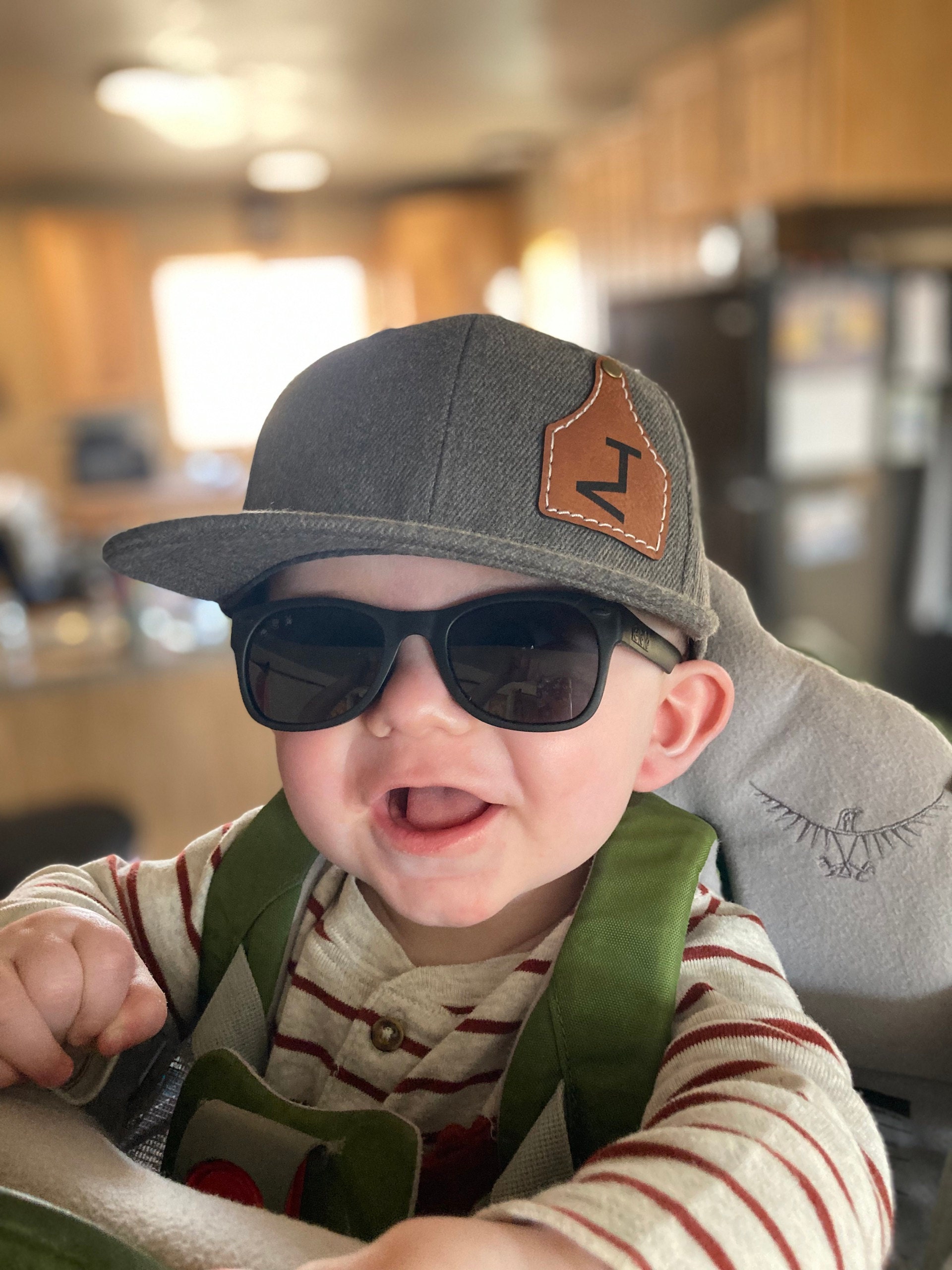 Custom Cow Tag Hat Kid Size, Cattle Tag Rancher Hat, Personalize Baby Toddler Youth kid Cowboy cap, ranch brand logo initials leather patch