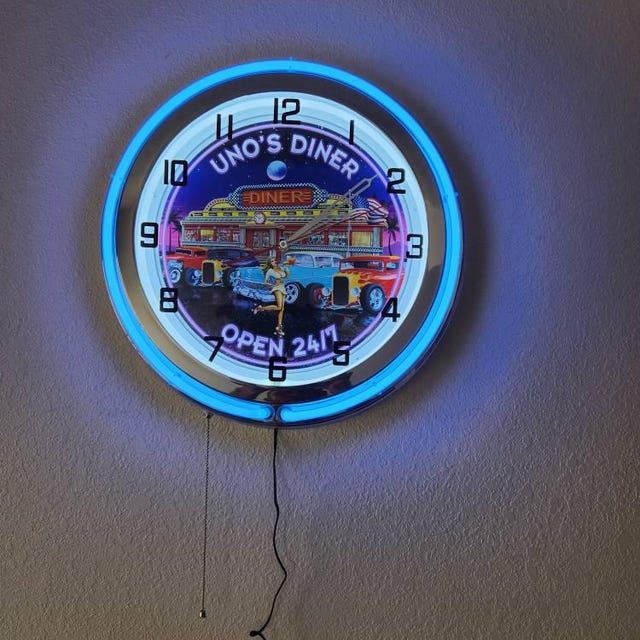 1950s Hot Rod Diner Neon Clock: Custom Retro Wall Decor - Etsy