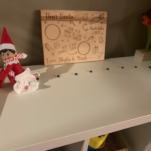 Personalized Dear Santa Tray | Custom Engraved Milk & Cookies Tray – Maple Wood | Keepsake Christmas Gift