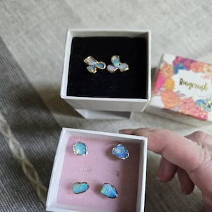 Customer photo from Amy, Large Raw Australian Opal Stud Earrings