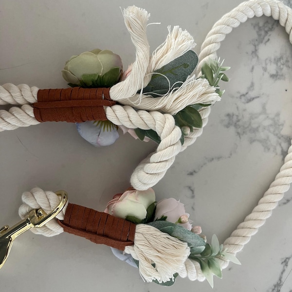 Pastel Colors Rope Leash With Flowers for Wedding, Wedding Dog Leash ...
