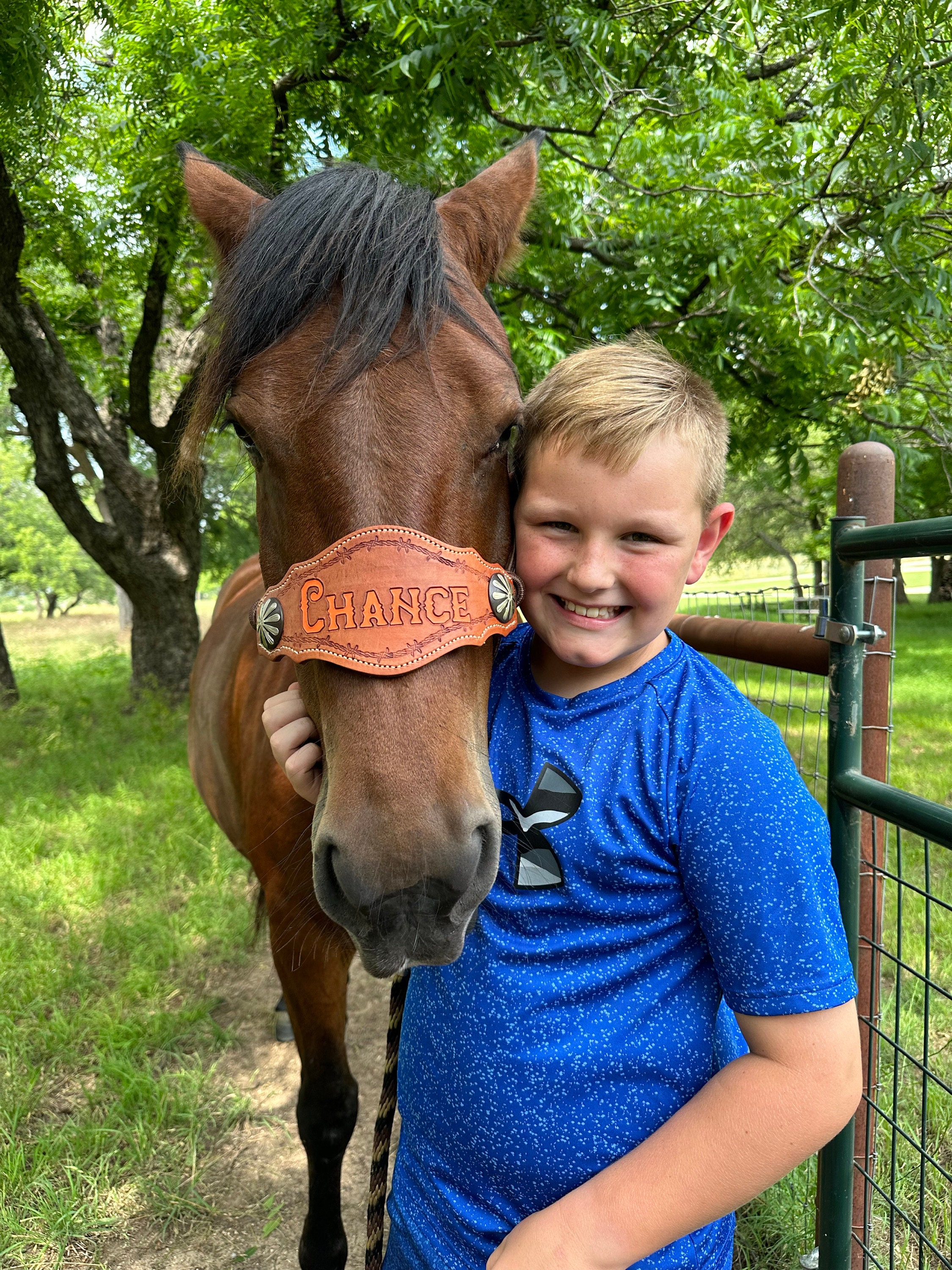 Custom Bronc Noseband with Premium Yacht Rope Halter