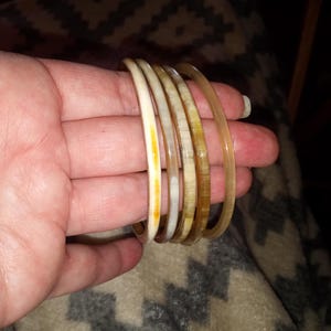 Set 7 Natural Buffalo Horn Bangle, Bracelet Set, Horn