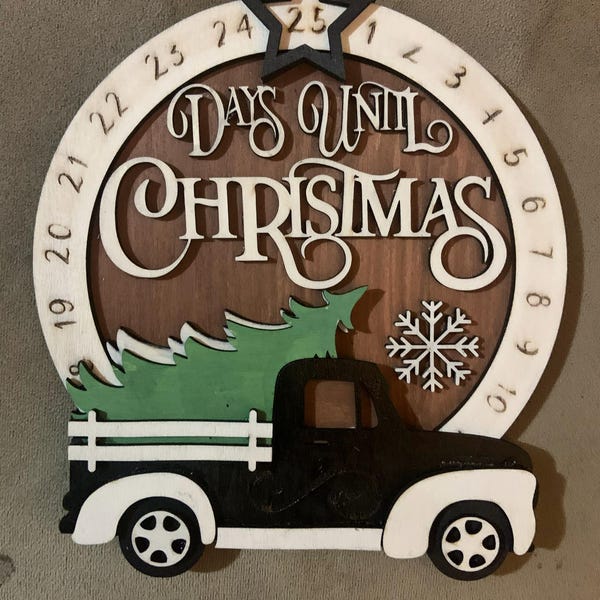 Days Until Christmas Countdown SVG Laser Cut Files: Tree Truck SVG ...