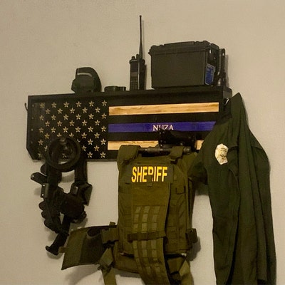 Police Gear Rack Thin Blue Line Gear Rack Police Officer Gift Police ...