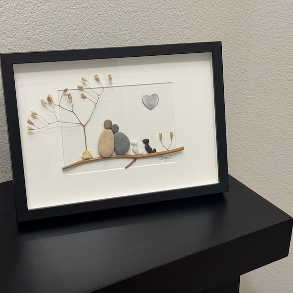10th 10 Years Tin Wedding Anniversary Pebble Art Picture Married Couple ...
