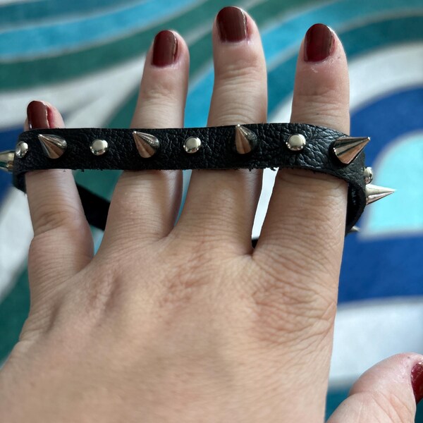 Punk Rock Spade And Skull Leather Belt