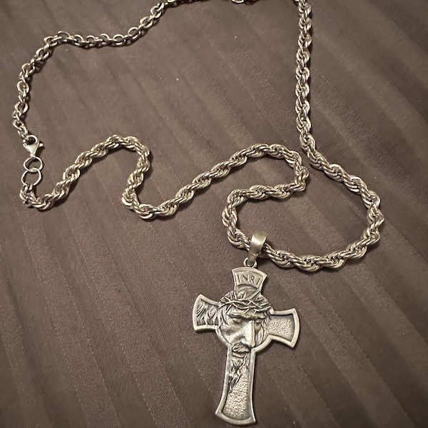 New Jesus Christ Sterling Silver 925 Cross Pendant INRI Religious ...