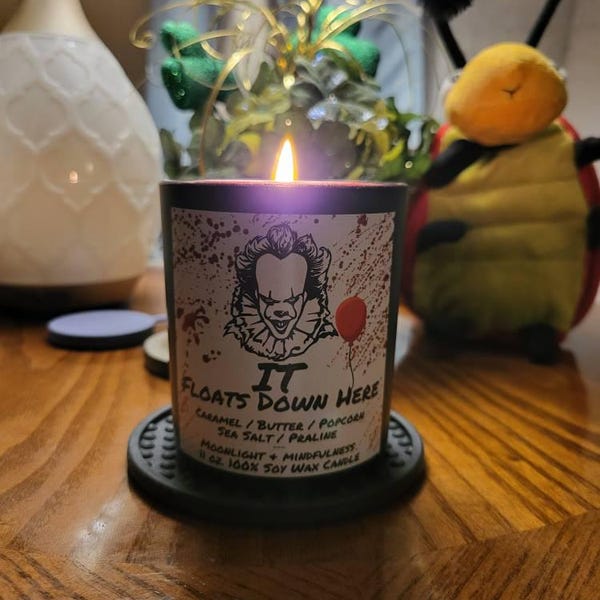 Tyler Rutledge Pennywise Crystal Candle, IT Floats Down Here, Horror Movie Candles ...