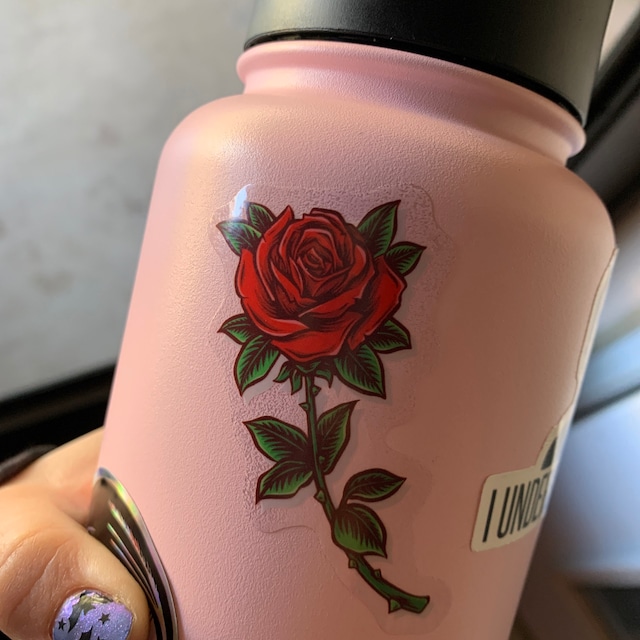 Waterproof Aesthetic Sticker - Red Rose – Clap Clap