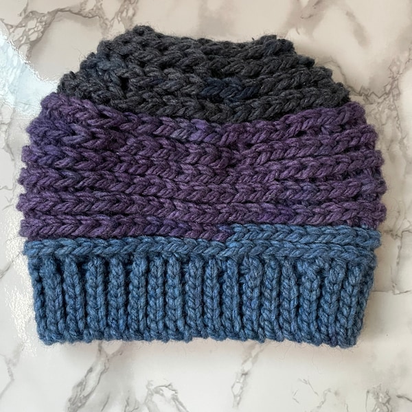 Messy Bun Ponytail Hat Pattern | PDF CROCHET PATTERN | Chunky Winter ...