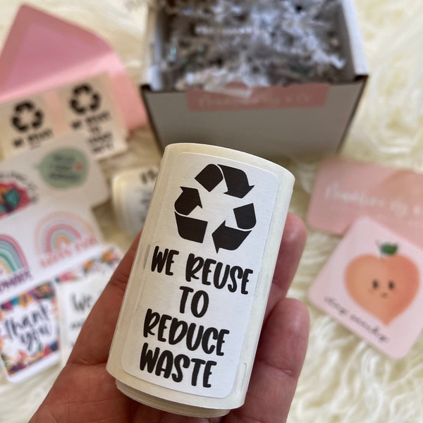 We Reuse to Reduce Waste Stickers, Business Packaging Stickers ...