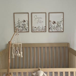 Nursery Wall Art Wildflower Decor Girl Baby Room Wall Decor Set of 2 ...