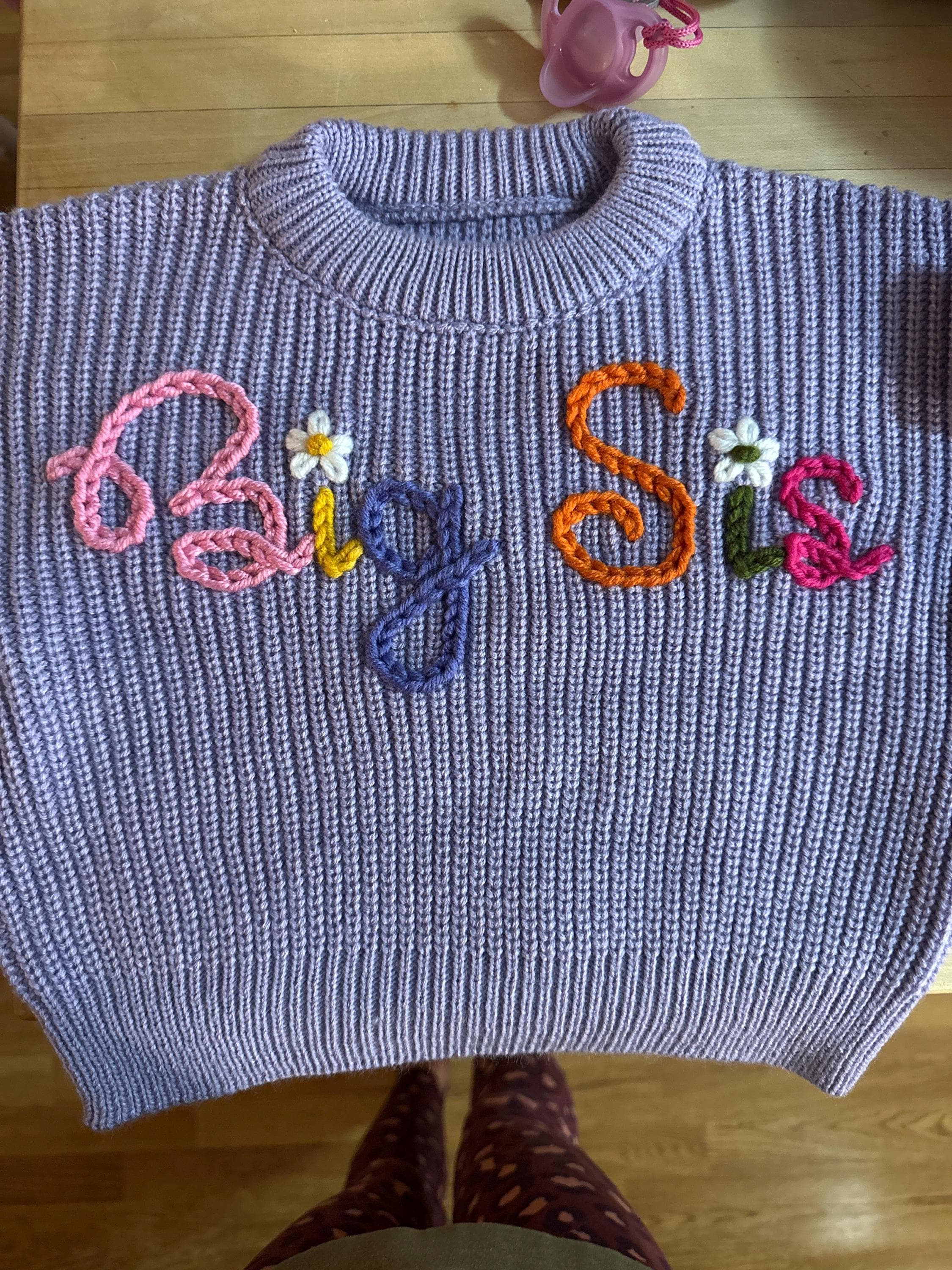 Big Sister Sweater, Personalized Baby Name Sweater, Knit Sweater Toddler, Embroidered Big Bro , Custom Baby Gifts Sweater with Name