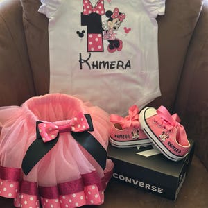 Minnie Shirt and Tutu Set, Hot Pink Minnie Birthday Outfit, Minnie Shirt,1st, 2nd, 3rd Minnie Birthday Outfit