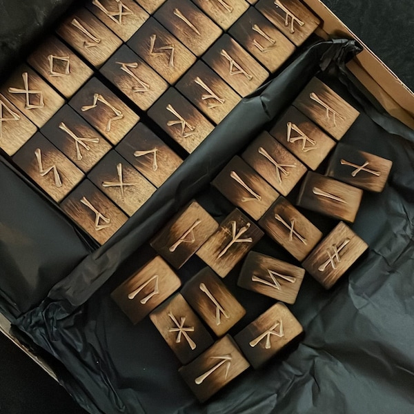 Wooden Rune Oak Wood Rune Set - Norse Elder Futhark | Handmade, Hand Carved Oak ...