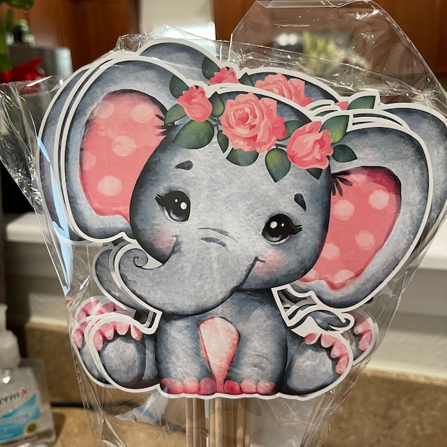 Elefante bebé ducha, flor elefante, niña centros de mesa recorte, elefantes  bebé duchas niña Stand Up elefante w rosas centro de mesa niña -  España