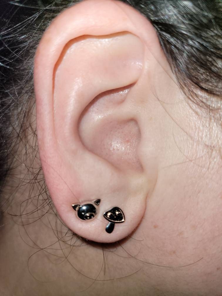 Cute Little Pig Stud Earrings in Sterling Silver - Silver and Rose Gold - Farm Animal Earrings - Whimsical and Pretty Jewellery