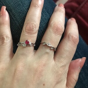 Red Stone Heart Ring 925 Sterling 