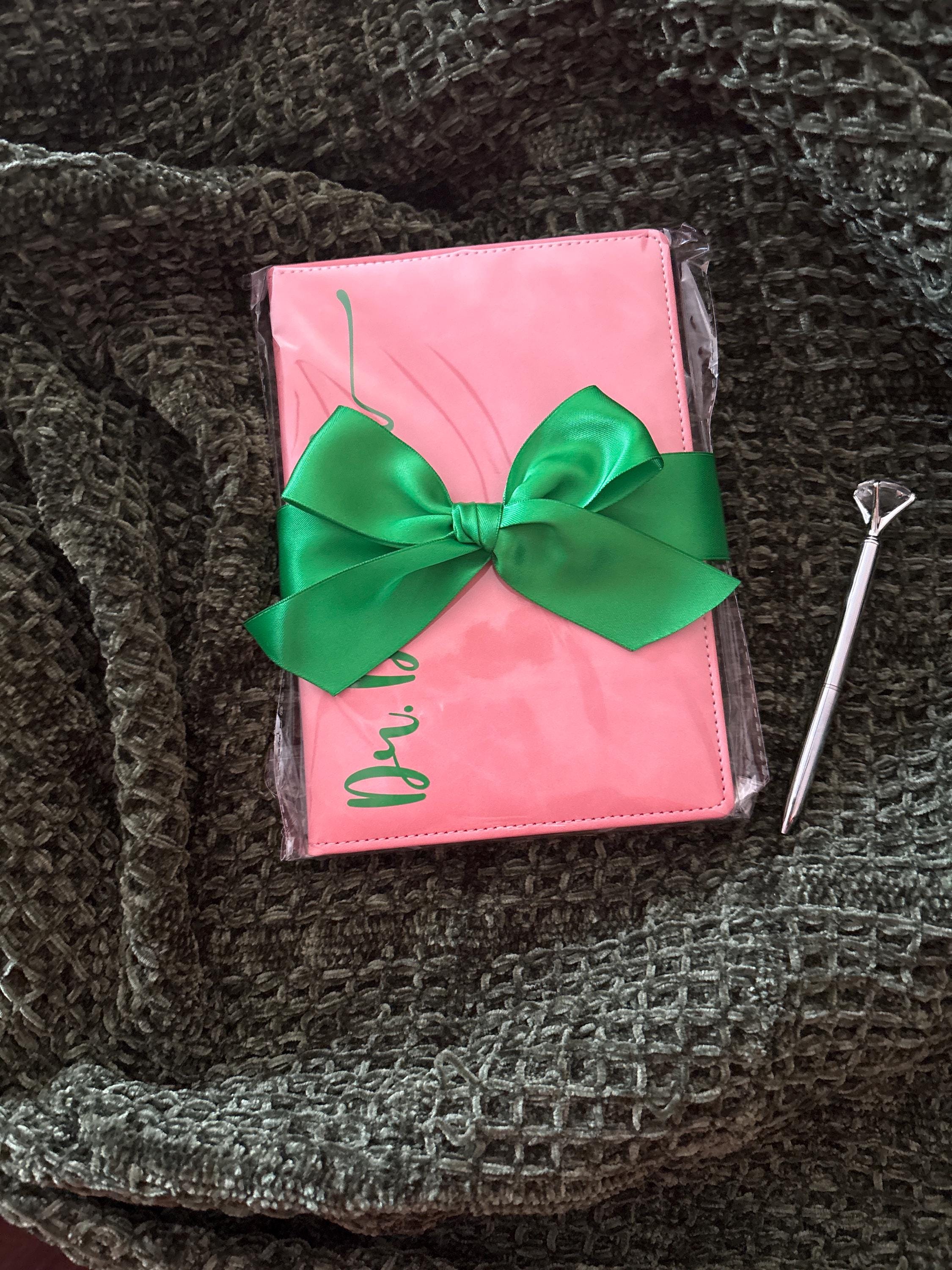 Elegant Personalized Journal, Pink and Green, Notebook, Custom Journal, Custom Notebook, Sorority Gift, Journaling, AKA, Alpha, Kappa, Soror
