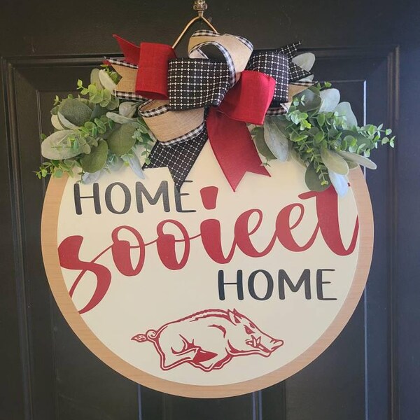 Arkansas Razorbacks Front Door Decor | Razorbacks Sign | UARK Wreath ...