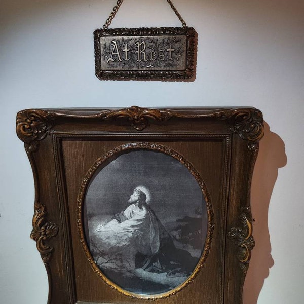 Victorian Coffin Plaque Ornament, Handmade, Cold Cast Bronze, Gothic