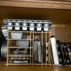Kitchen Cabinet Baking Pan Storage Organizer – The Steady Hand
