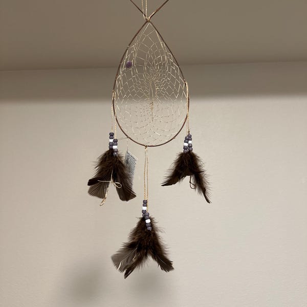 MY PEACE Dream Catcher With Lavender and White Feathers, Native