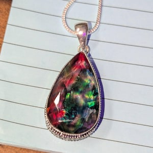 Ammolite Gemstone Handmade 925 Sterling Silver Gift Jewelry Pendant 1.89 U425 e