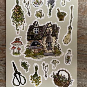 Cottage Witch Sticker Sheet Witchy Journal Stickers Dark Cottagecore ...