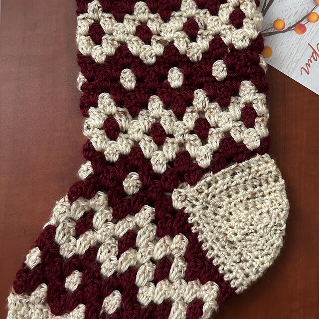 A customer's finished Granny All the Way Stocking Collection Crochet Pattern