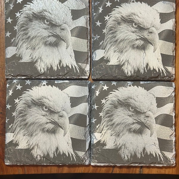 Glowforge Laser Ready Digital Bald Eagle American Flag File - Painted ...