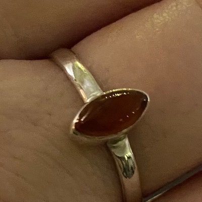 Handmade 925 Sterling Silver Marquise Carnelian Stone Ring - 8x4 Mm - Orange - Choose Your Size (H-X) - Jewellery Box