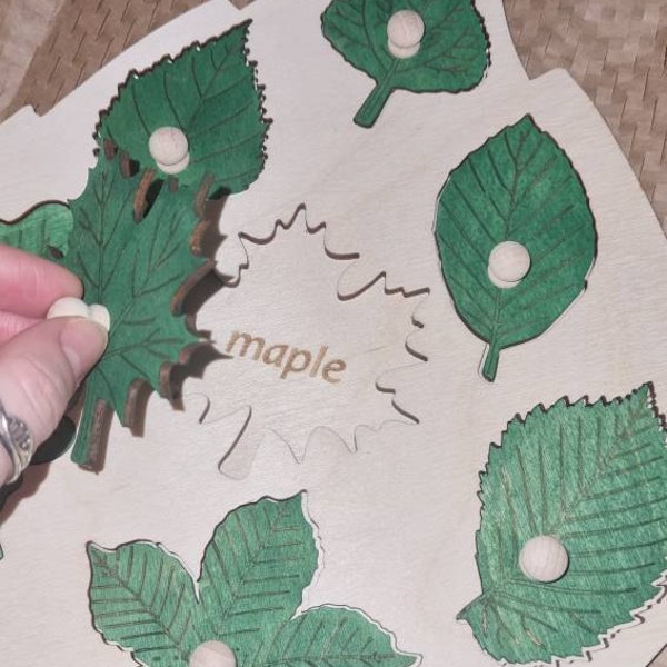 Montessori Leaf Puzzle, Wooden Educational Toy, Nature Learning ...