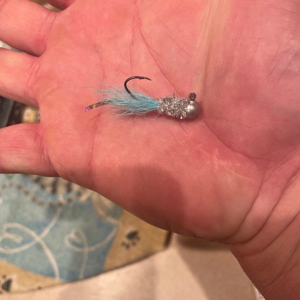 Crappie Hair Jigs 1/16oz - #4 Nickel Sickle Hooks - Blue/Black Blue - 3-Pack