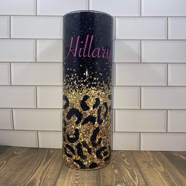 20 Oz Skinny Tumbler Sublimation Design Template Glitter Gold Black ...