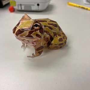 角のあるカエル / 3D ペーパークラフト / カエルの紙の彫刻