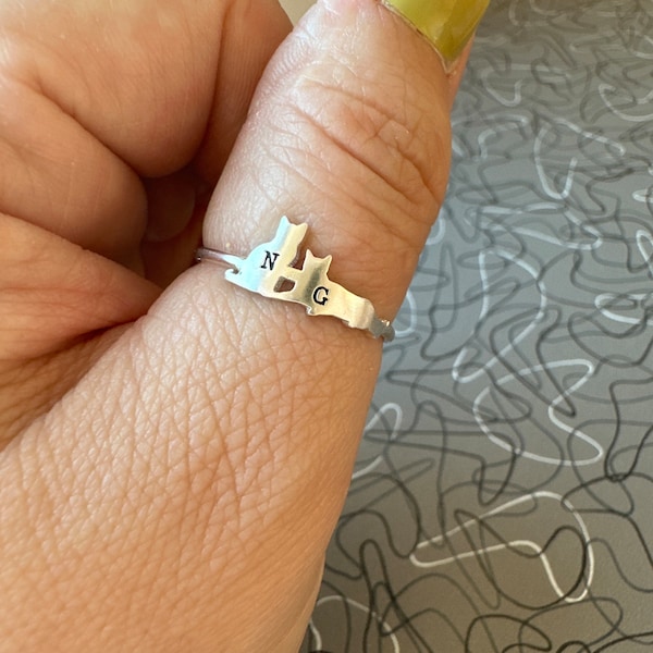 Custom Dog and Cat Ring - Personalized Pet Ring - Family Animal Jewelry ...