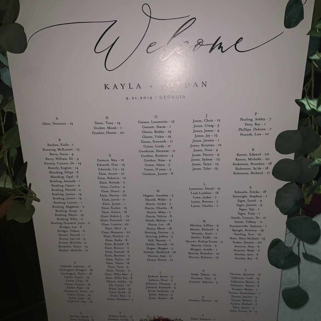 Alphabetical Seating Chart Template Wedding Seating Poster Seating Alphabetical Seating Chart Template Wedding Seating Poster Seating
