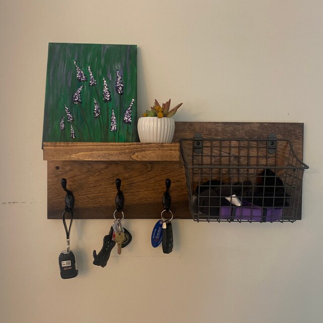 Industrial Entryway Mail Organizer the Allison Key Hooks Wall Mounted Coat Rack Basket Mask Key Rack Holder Rustic Modern Command Center Etsy