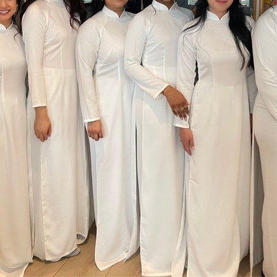 Aqua Ao Dai Chiffon | Vietnamese Long Dress - No Pants | Áo Dài Truyền Thống