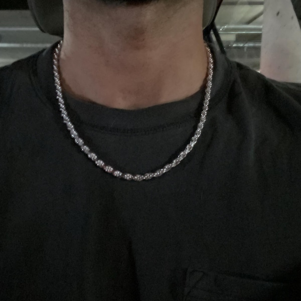 Sterling Silver Diamond-cut Rope Chain Men's Women's Necklace Solid 925 ...