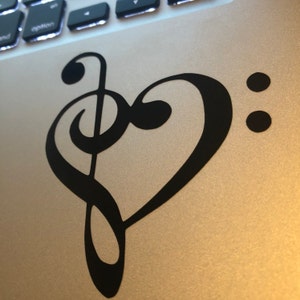 Bass Treble Clef Heart Vinyl Decal Sticker - Etsy