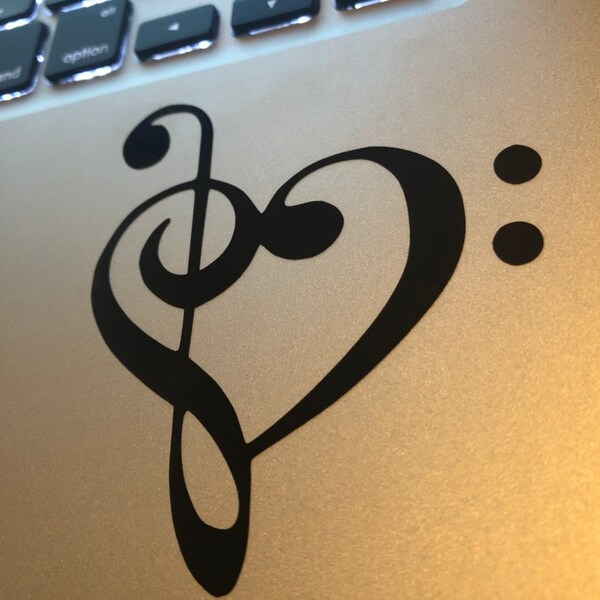 Bass Treble Clef Heart Vinyl Decal Sticker - Etsy