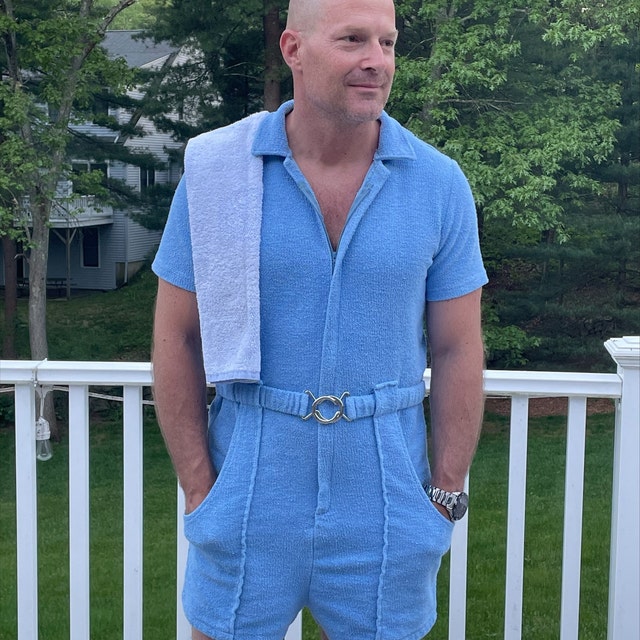 James Bond Blue Terrycloth Goldfinger Romper French Terry Jumpsuit Pool Beach Cover up Unisex Etsy Canada