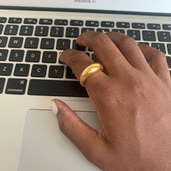 Chunky Gold Ring for Women Bold Statement Ring Minimalist Organic Dome ...