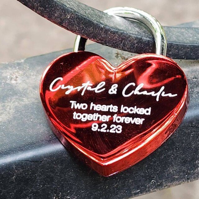 Personalized Love Lock With Photo - Custom Heart Padlock For Bridges, Anniversary & Valentine's Day Gift