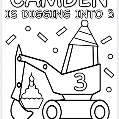 Construction Themed Birthday Coloring Pages for Kids, Set of 5 - Etsy