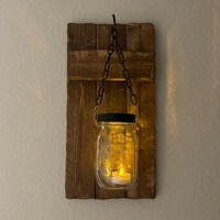 Rustic Home Decor, Rustic Candle, Sconce, Home and Living, Mason Jar ...